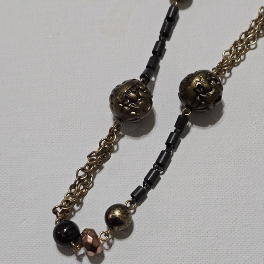 Chico's Antique Gold and Black Ball‎ Multi Strand Long Necklace New! - Picture 7 of 8